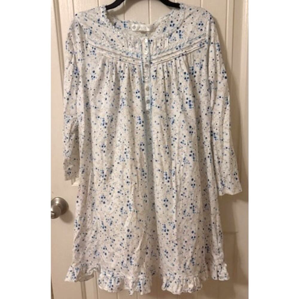 Eileen West Vintage Summer 2014 Collection Pima Long Sleeve Short Gown S